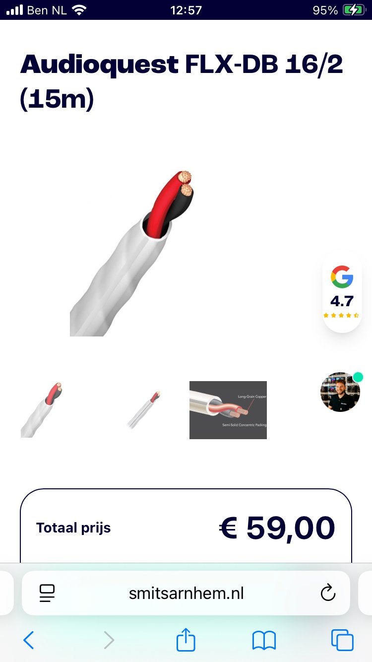 Audioquest luidsprekerkabel, Ophalen of Verzenden, Gebruikt, 2 tot 5 meter, Luidsprekerkabel