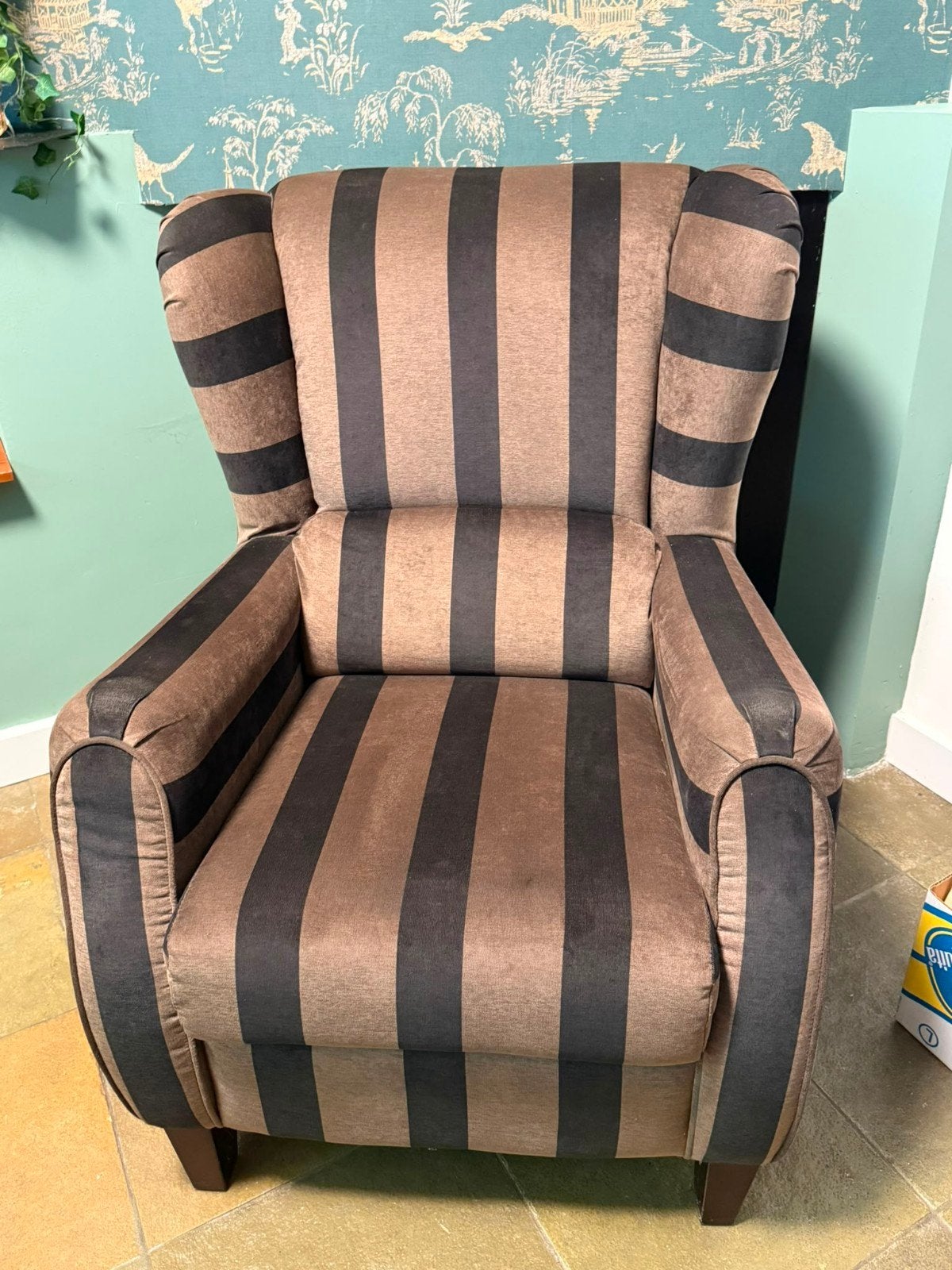 Comfortabele gestreepte fauteuil, Ophalen, Gebruikt, 75 tot 100 cm, Klassiek, Gestreepte fauteuil