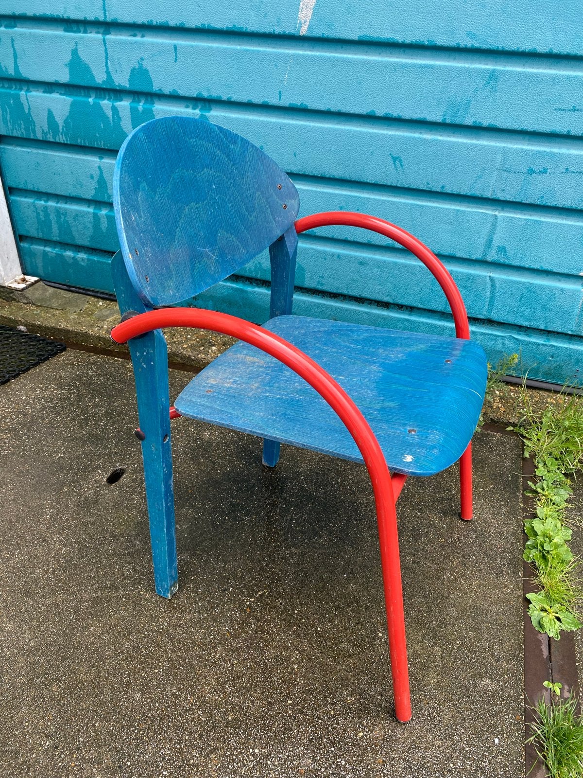 Set van 4 Memphis stijl stoelen, jaren '80, hout en metaal, Ophalen, Hout