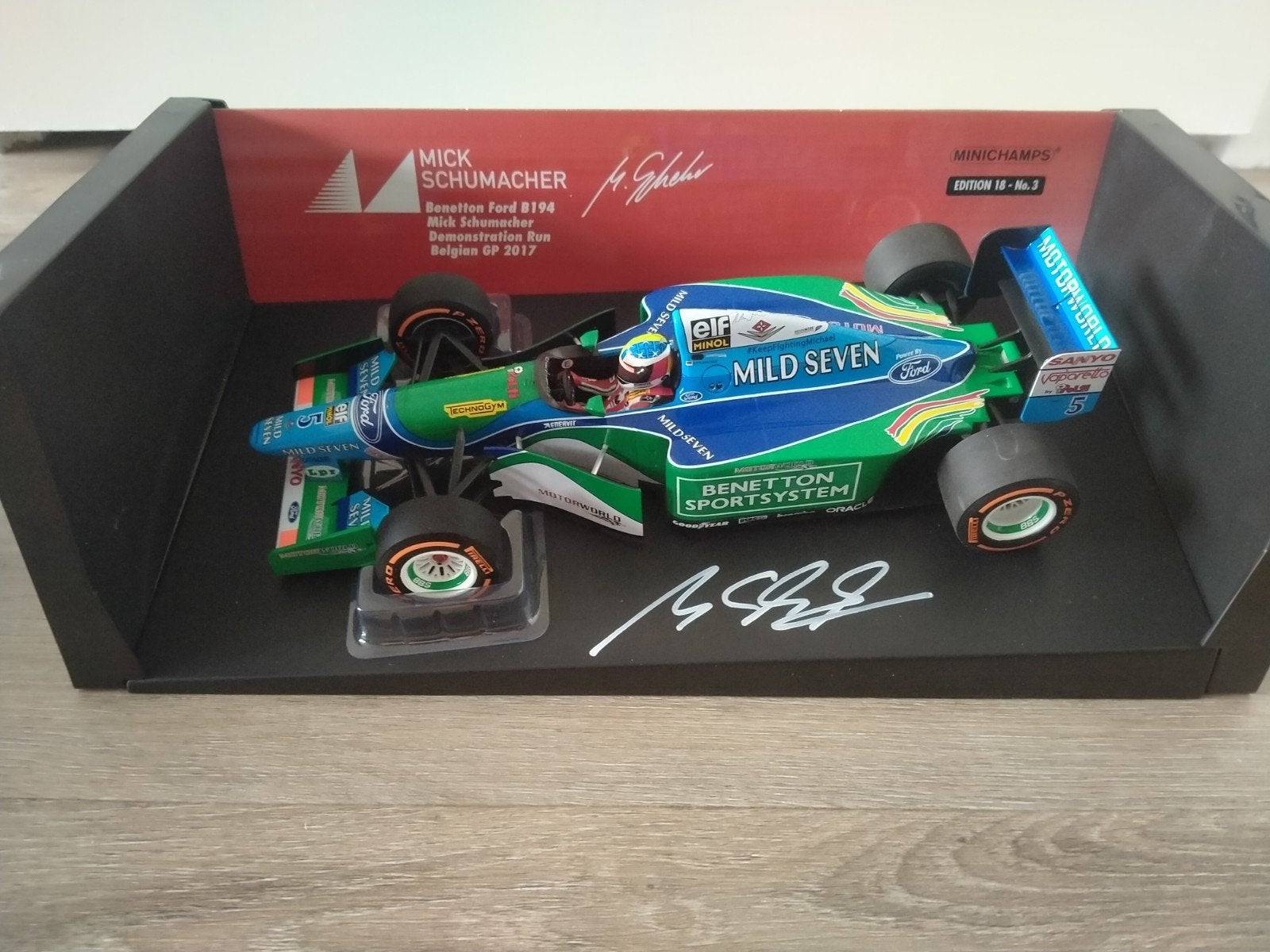Gesigneerd: Mick Schumacher 1:18 demo run, Ophalen of Verzenden, Nieuw, Formule 1