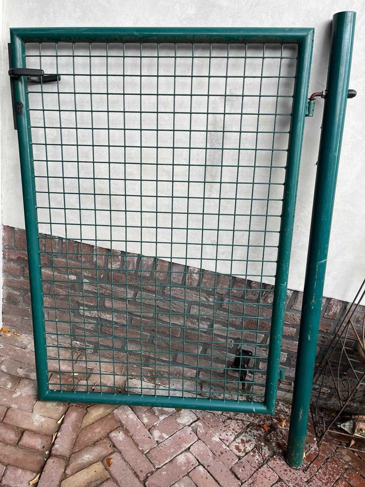 Groen metalen deur/poort - los of beide te koop, Ophalen, Met poort, Gebruikt, Tuinhek