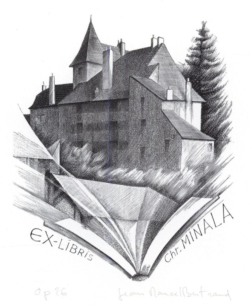 0083 Ex Libris Frankrijk : Jean Marcel Bertrand, 1988, Antiek en Kunst, Verzenden, Ex libris