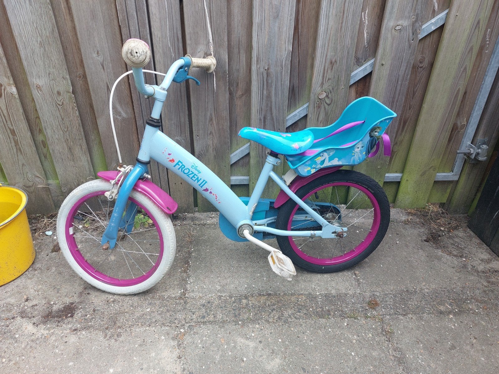 Frozen kinderfiets 16 inch met achterzitje, Fietsen en Brommers, Fietsen | Kinderfietsjes, Ophalen, Gebruikt, 16 tot 20 inch, Disney Frozen