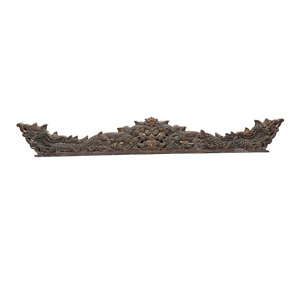Oud Indonesisch hout snijwerk met draken, Antiek en Kunst, Kunst | Beelden en Houtsnijwerken, Ophalen, Overige onderwerpen, Houtsnijwerk