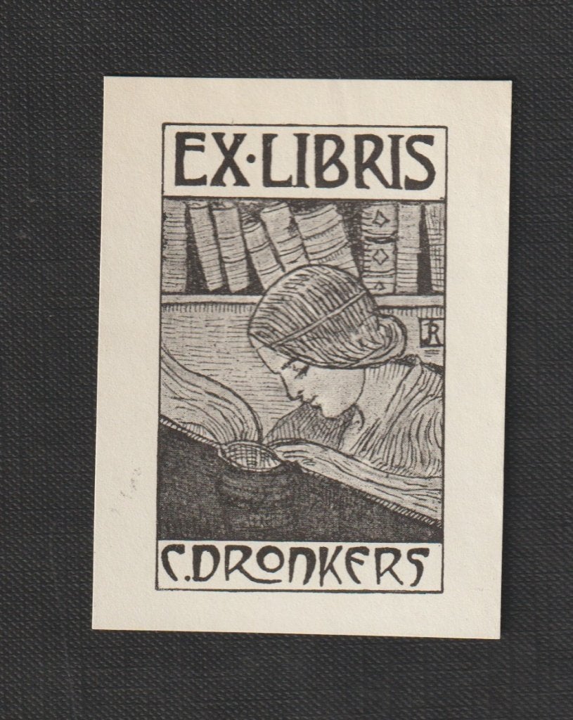 Ex libris  Jules Henri Eugène Roberti  voor C.  Dronkers  P2, Antiek en Kunst, Ophalen of Verzenden