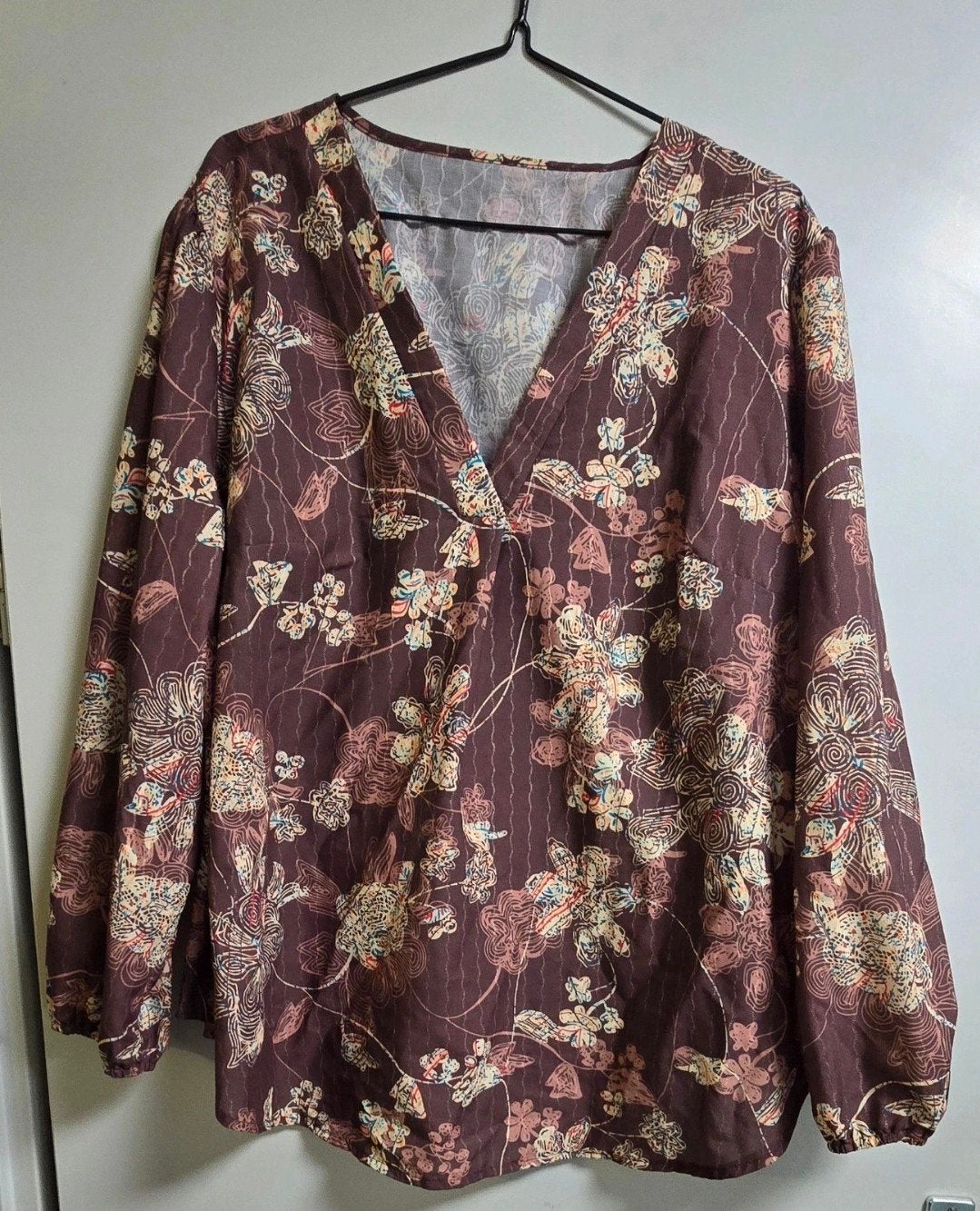 Shein Curve 3XL Bloes met Bloemenprint, Bruin, Maat 46/48 (XL) of groter, Ophalen of Verzenden, Zo goed als nieuw