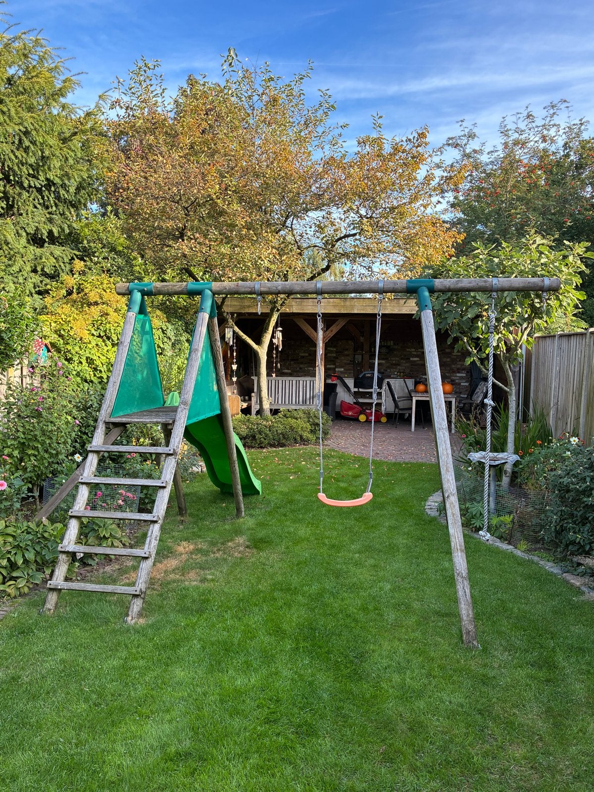 Houten schommel met glijbaan, Kinderen en Baby's, Ophalen, Gebruikt, Glijbaan