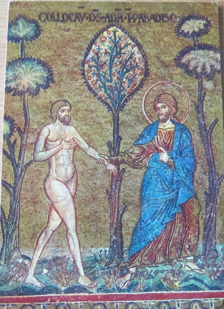 God introduceert Eva aan Adam, Byzantijns mozaïek - 12e eeuw, Verzenden, 1980 tot heden, Ongelopen, Overige thema's