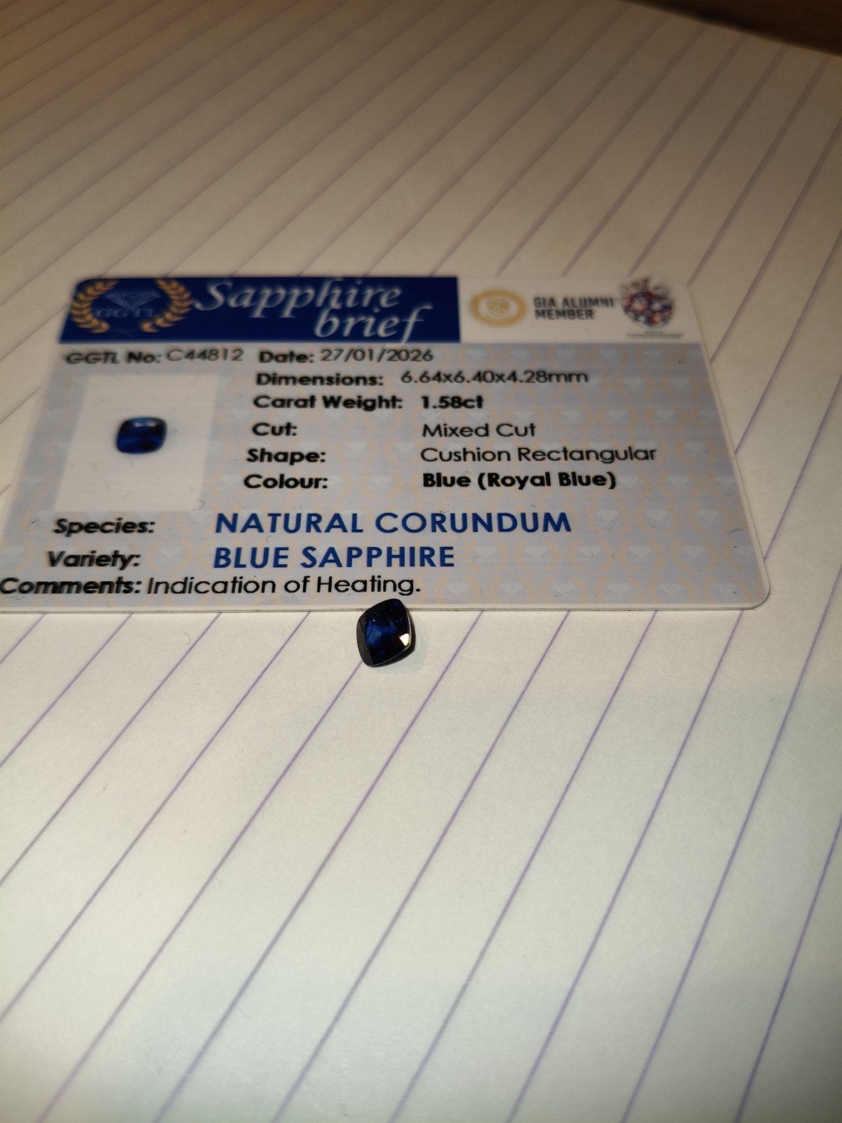 Natuurlijke Blauwe Saffier 1.58ct - Verwarmd, Ophalen of Verzenden, Nieuw