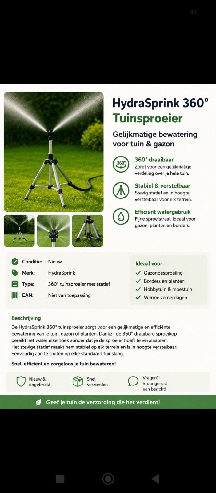 HydraSprink 360 Tuinsproeier met Statief, Tuin en Terras, Ophalen of Verzenden