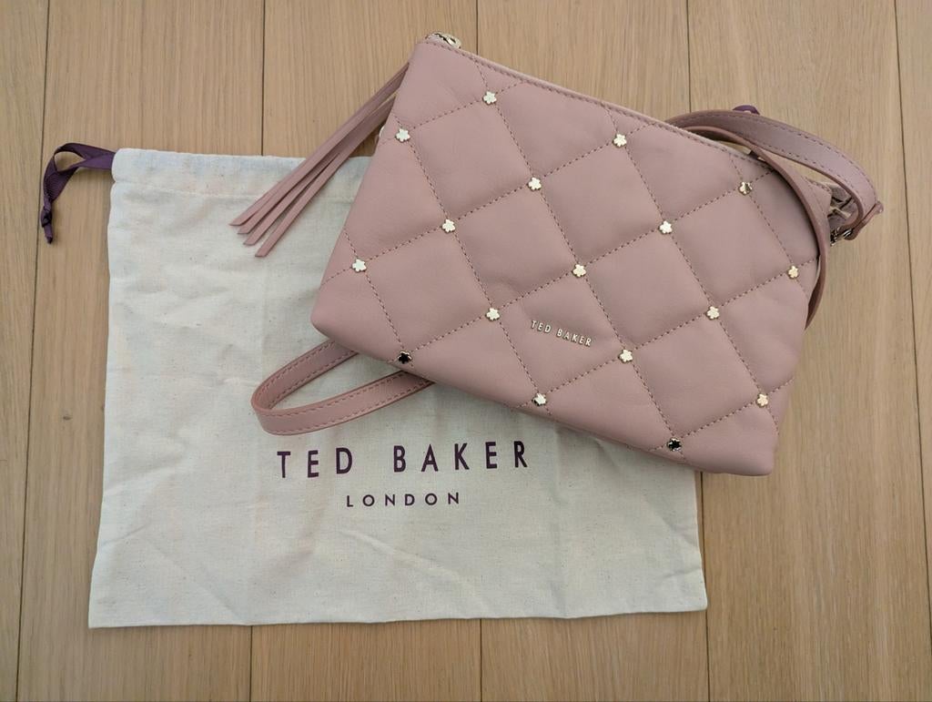 Ted Baker Schattige Roze Leren Schoudertas, Ophalen of Verzenden, Zo goed als nieuw, Roze, Schoudertasje