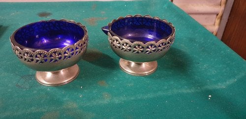vintage suiker en melk set in verzilverde houder, Ophalen of Verzenden, 'T Olde Gre-j, Info@toldegrej.nl, Endepoelstraat 20f Didam