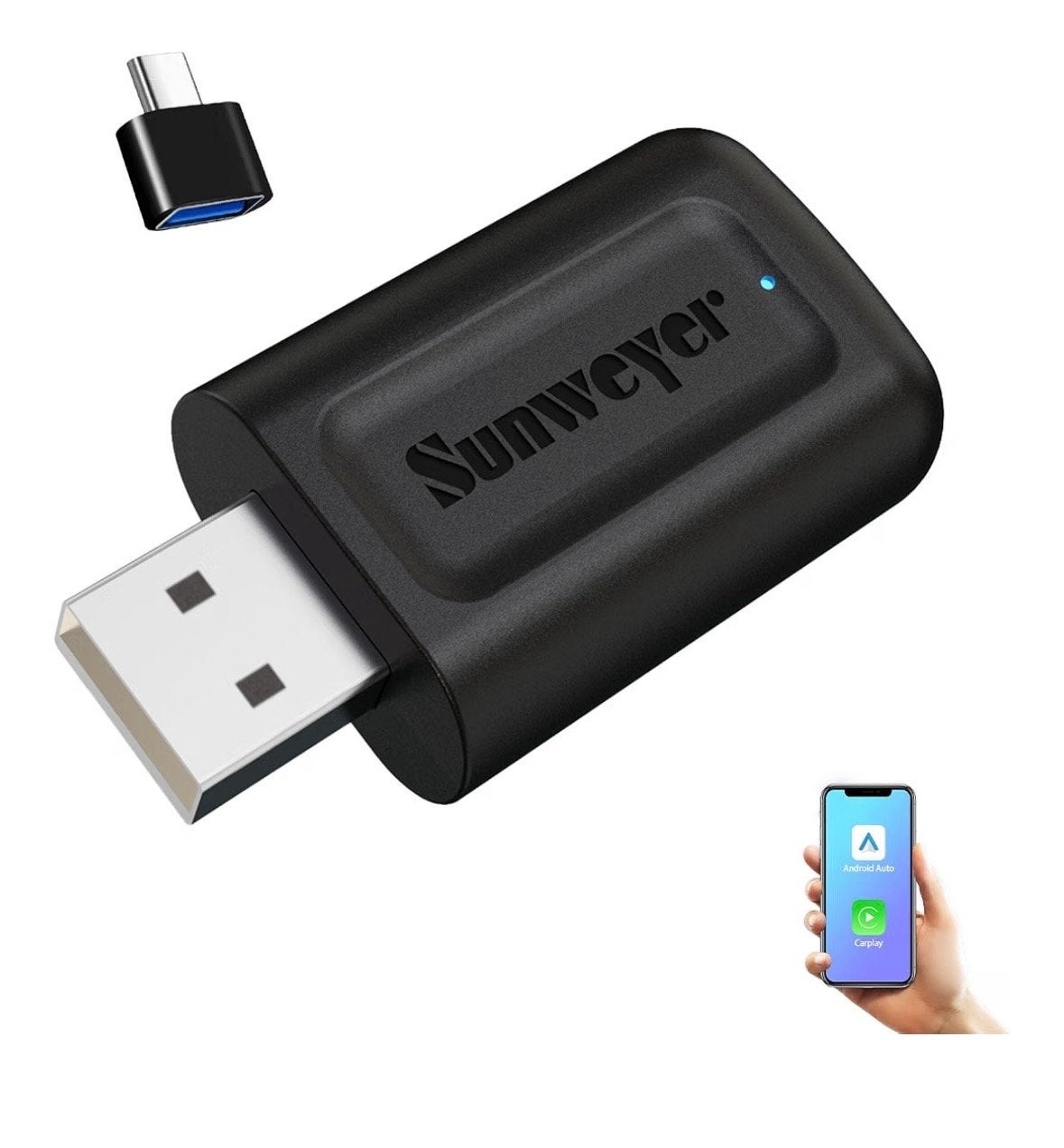 Sunweyer Draadloze CarPlay & Android Auto Dongle, Auto diversen, Auto-accessoires, Zo goed als nieuw, Ophalen of Verzenden