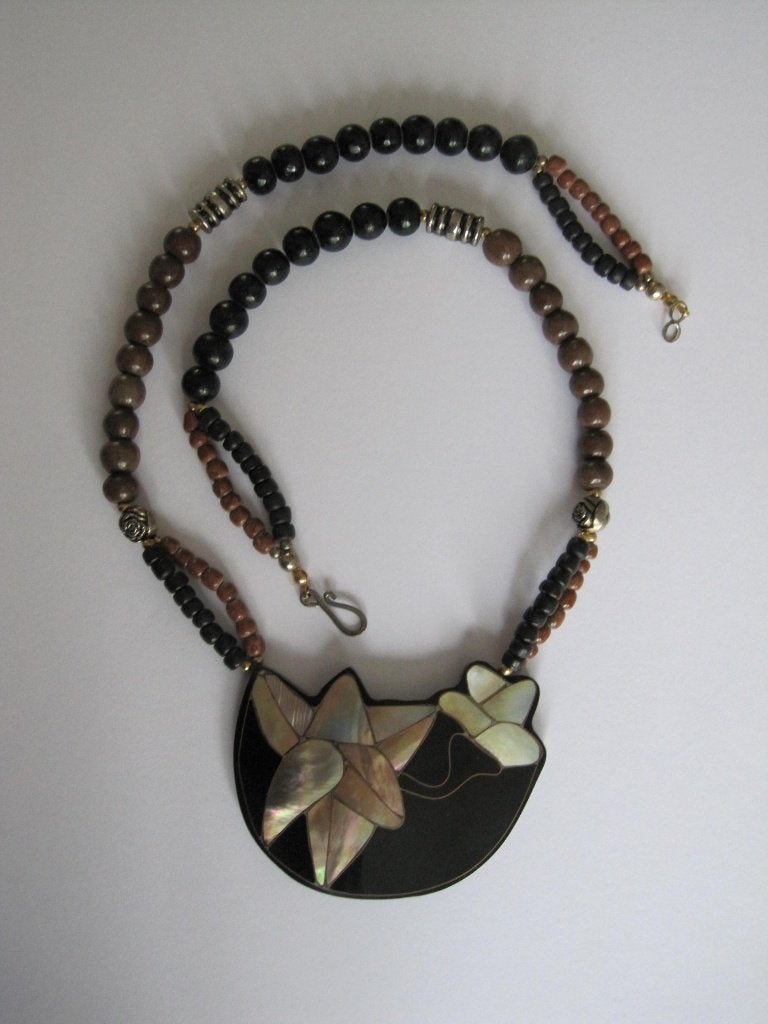 Lee Sands abalone parelmoer hanger bruin, Overige kleuren, Verzenden, Zo goed als nieuw, Overige materialen