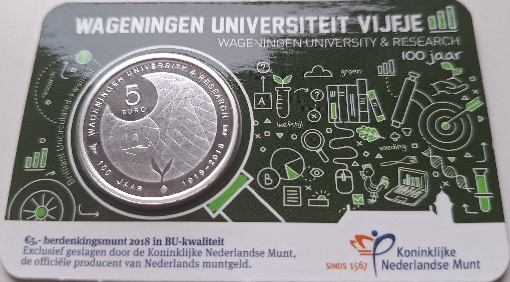 Coincard 2018 - Wageningen Universiteit Vijfje - BU, Verzenden, Overige landen, 5 euro, Setje
