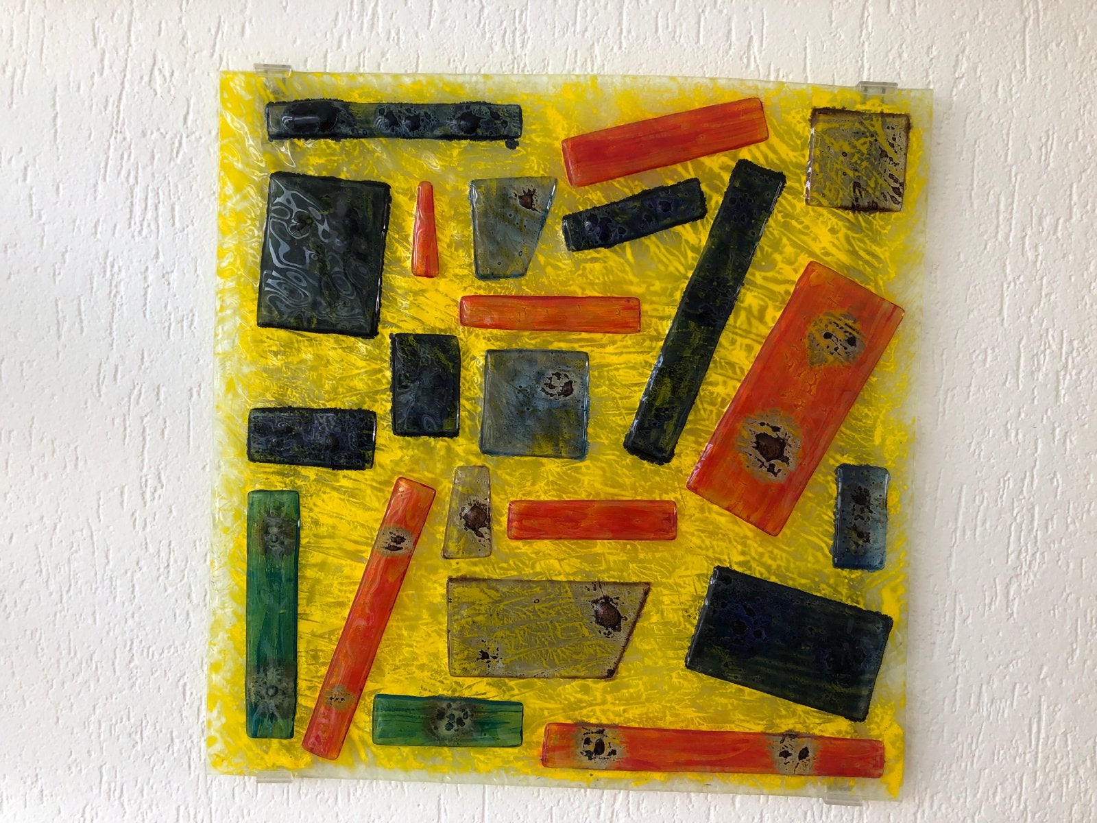 Abstracte glaskunst wanddecoratie - Kleurrijk en modern, Antiek en Kunst, Ophalen of Verzenden
