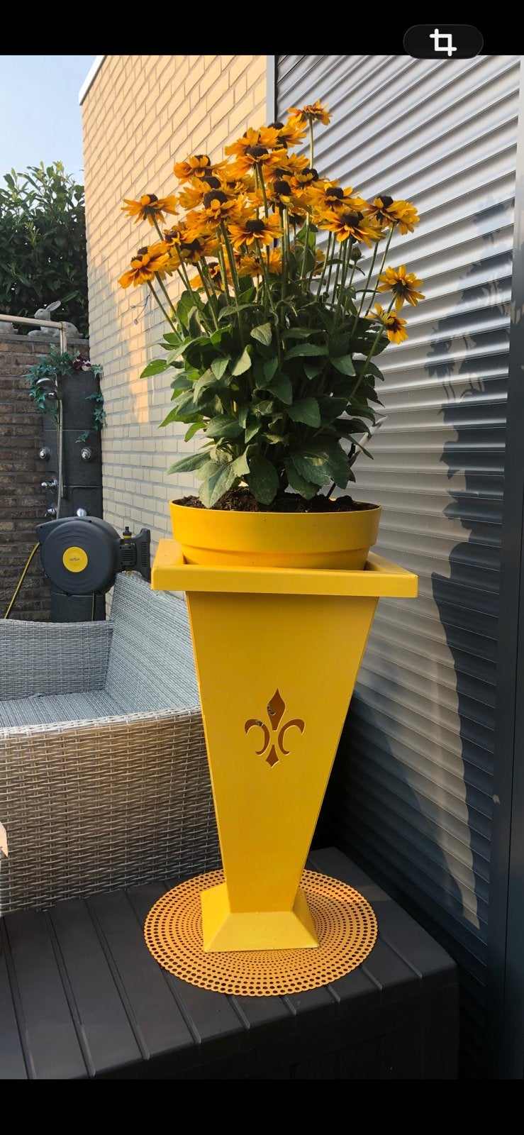 Metalen tuin vaas, Ophalen of Verzenden, Zo goed als nieuw