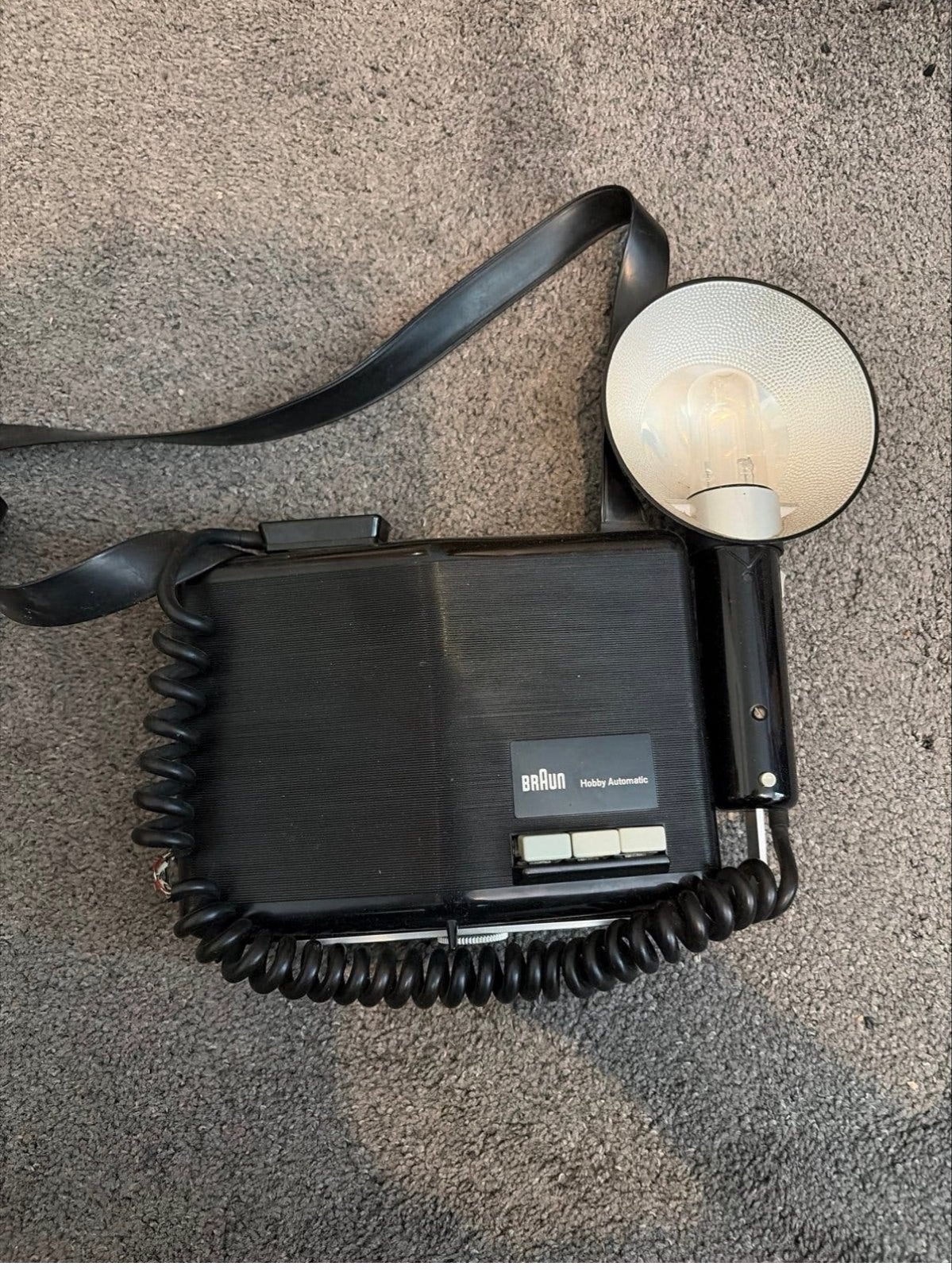 Vintage Braun Hobby Automatic flitser met draagriem, Audio, Tv en Foto, Gebruikt, Externe flitser, Ophalen of Verzenden, Braun