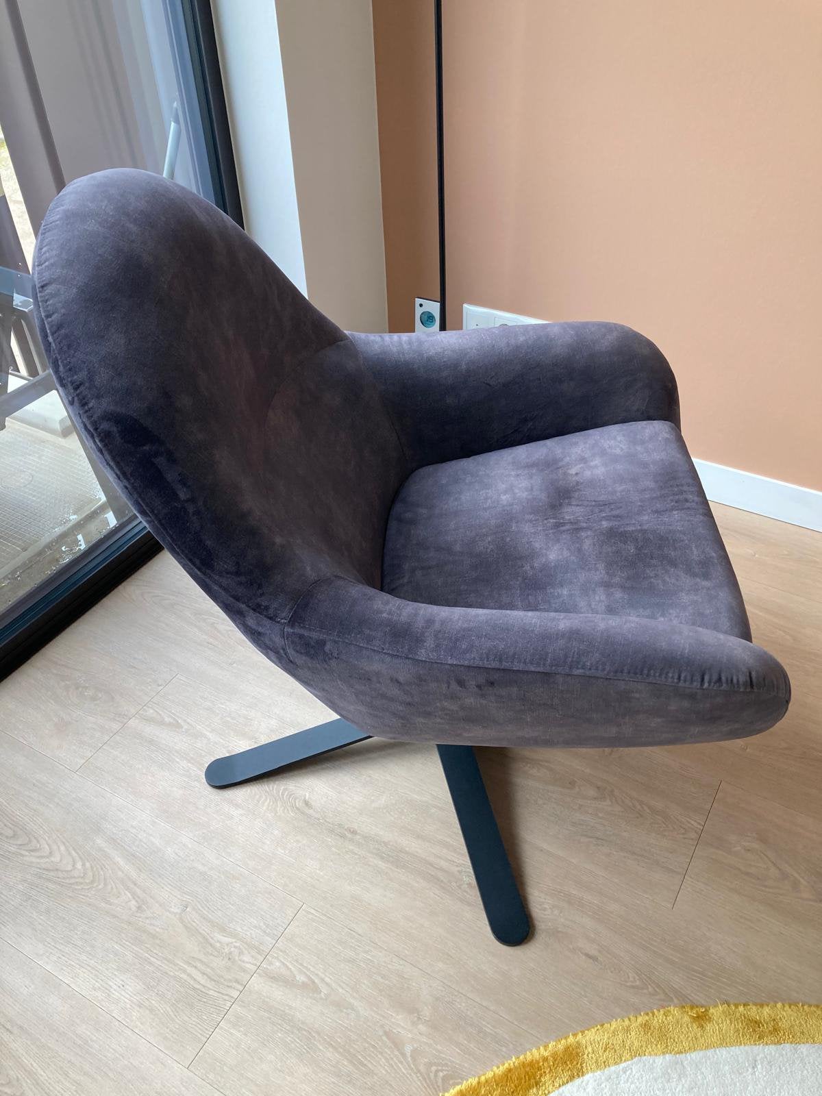 Mooie Velours Fauteuil - Dark Grey, Ophalen, Nieuw, 75 tot 100 cm, 75 tot 100 cm