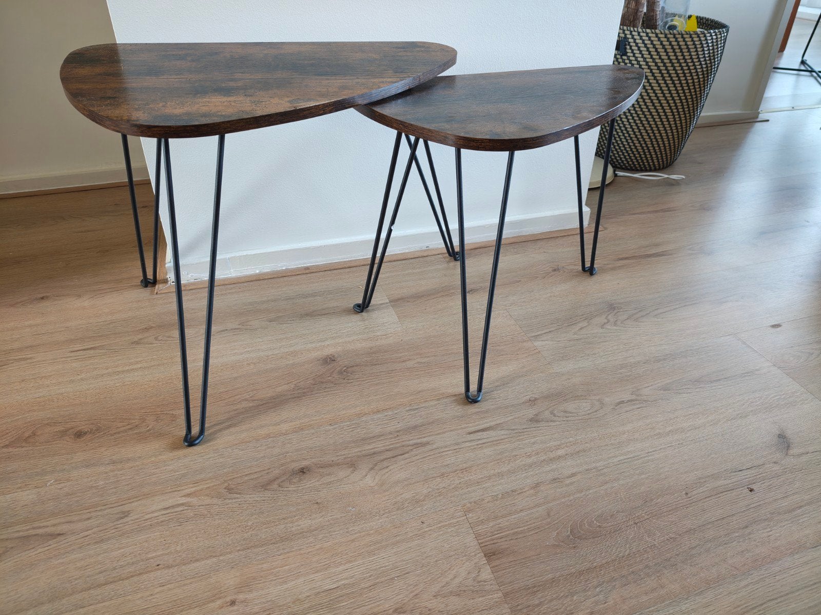 Set van 2 bijzettafel industrieel design, Ophalen, Minder dan 45 cm, Gebruikt, 55 tot 75 cm