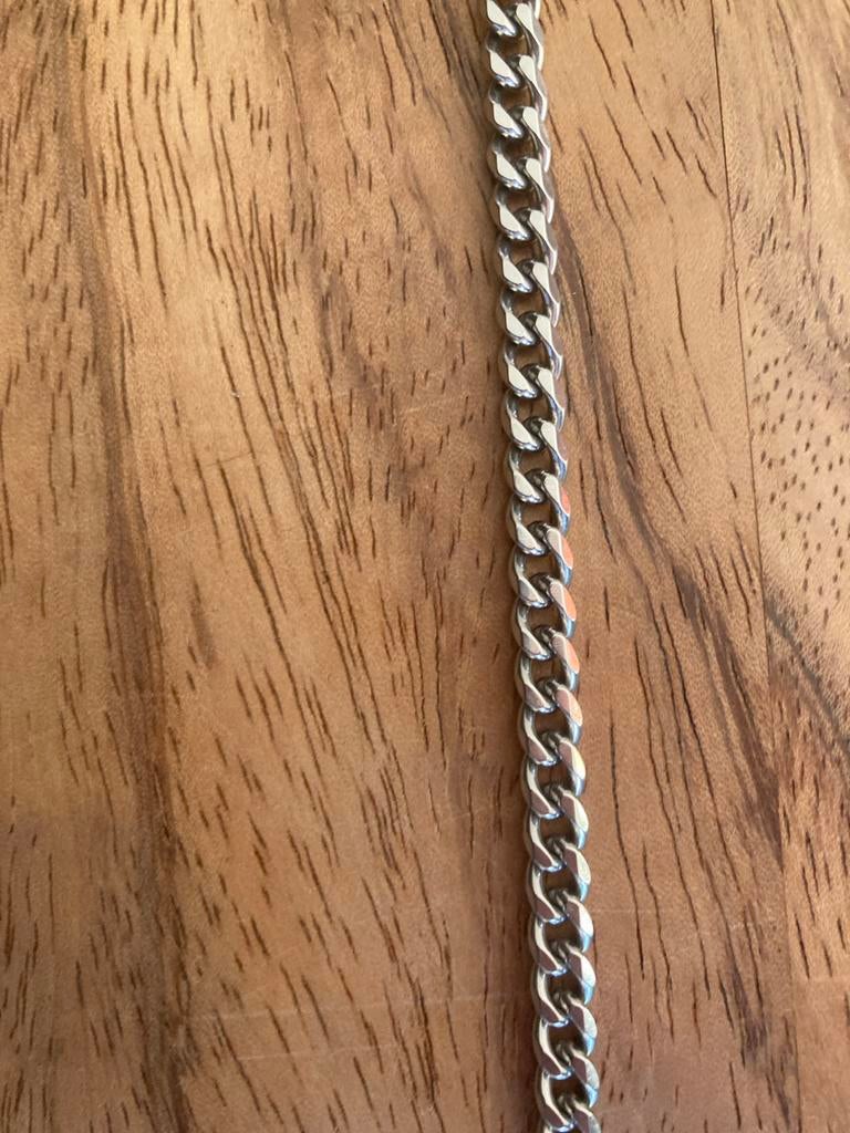Zilveren ketting[rvs]- 50 cm lang, 4 mm breed, Ophalen of Verzenden, Zo goed als nieuw, Zilver