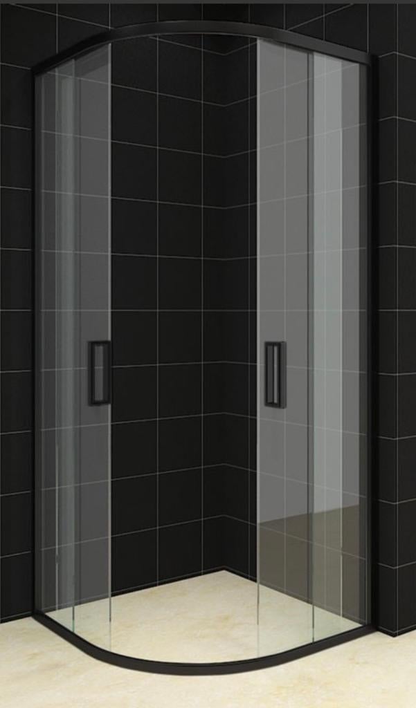 Douchecabine Milano Schuifdeur Hoekinloop Kwadrant Mat Zwart, Ophalen, Nieuw, Douche
