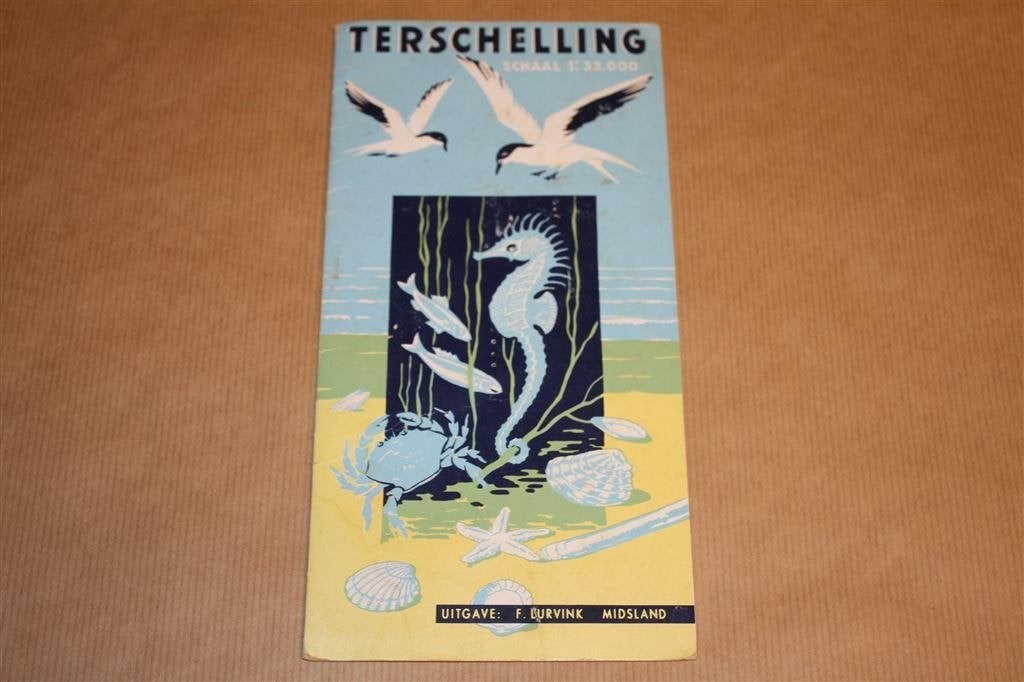 Oude kaart van Terschelling - circa 1950, Boeken, Atlassen en Landkaarten, Gelezen, Ophalen of Verzenden, Landkaart, 1800 tot 2000