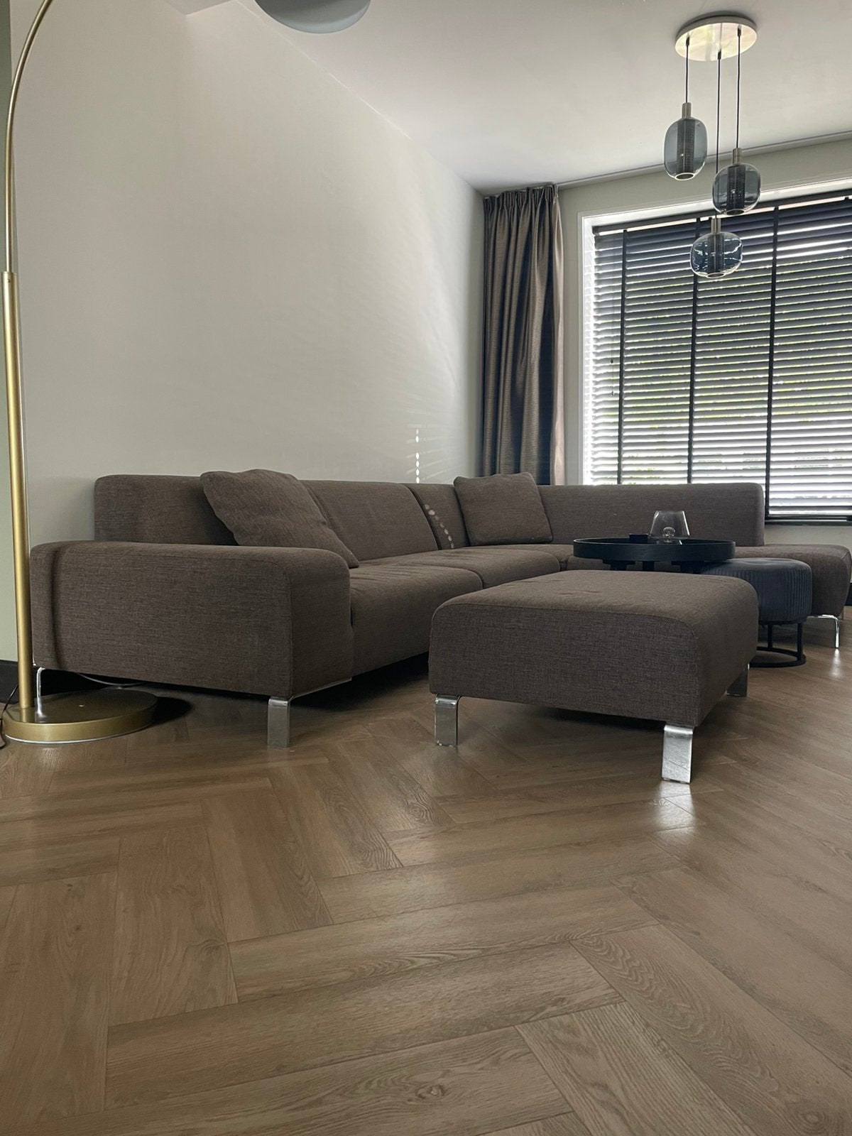 Hoekbank sur&plus 315x215 met hocker, Ophalen, Zo goed als nieuw, Vierpersoons of meer