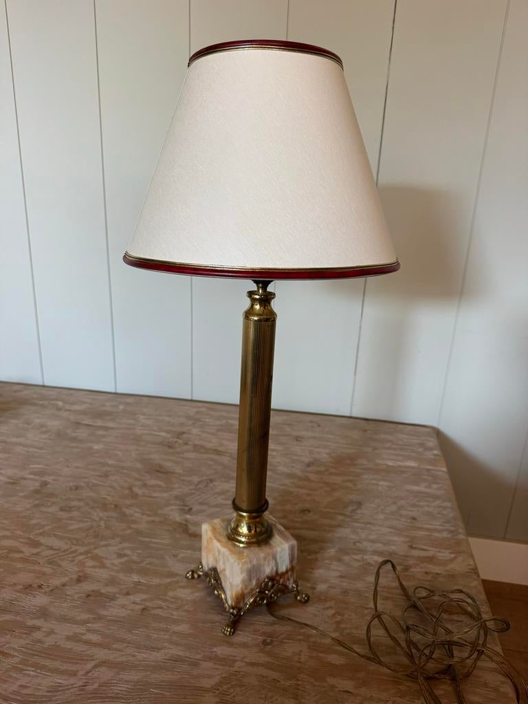 Vintage Tafellamp met Marmeren Voet en Messing, Ophalen