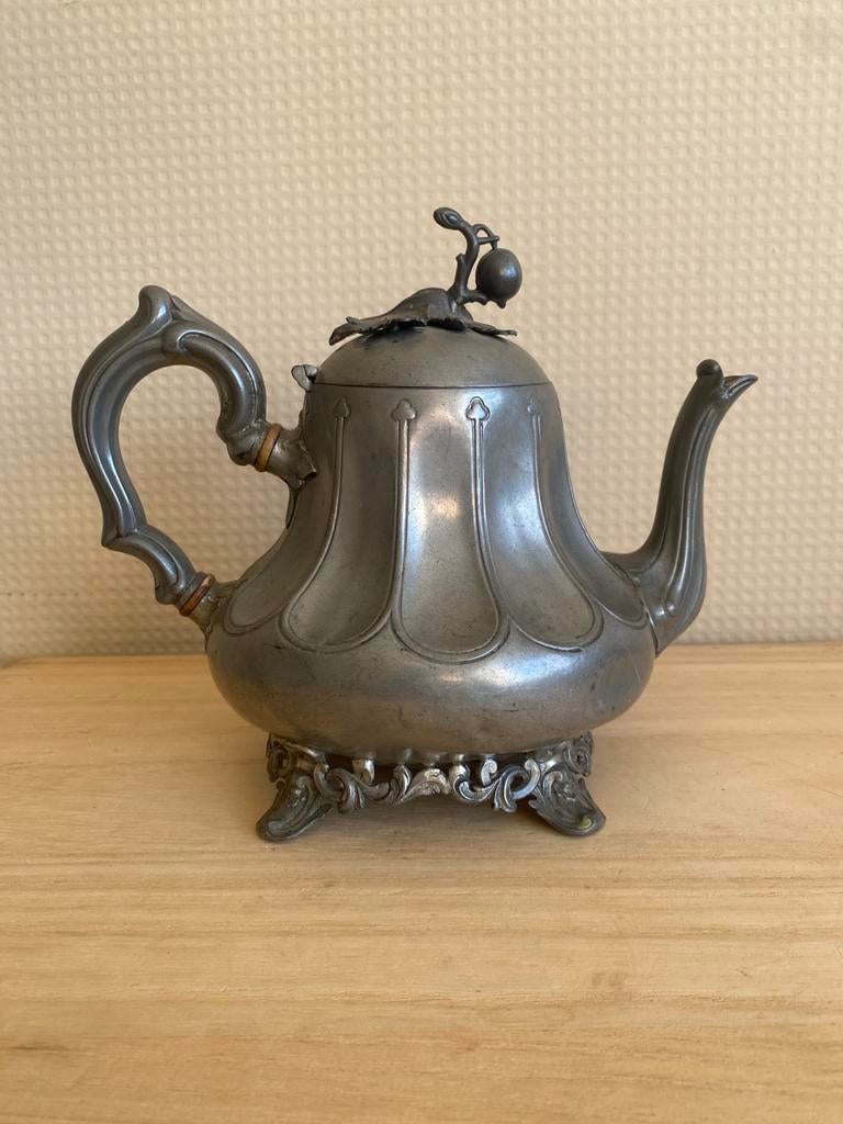 Tinnen koffiepot, jugenstil, Antiek en Kunst, Ophalen of Verzenden