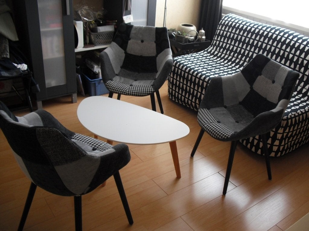 Een Set stoffen kuipstoelen in zeer goede staat !, Huis en Inrichting, Stoelen, Ophalen, Overige materialen, Gebruikt, Drie