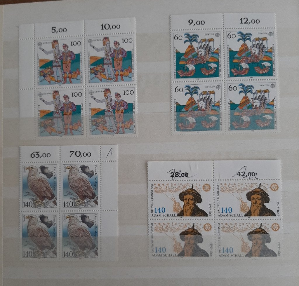 4 Blokken van 4 Postzegels Duitsland Postfris, Ophalen, 1990 tot heden, Postfris