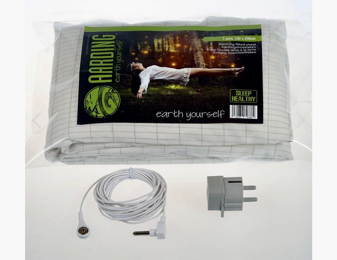 Aarding Hoeslaken 100x200cm - Earth Yourself, Eenpersoons, Nieuw, Ophalen of Verzenden, Wit