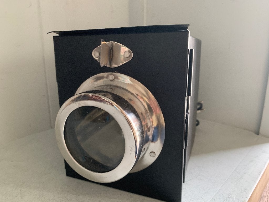 Vintage box lamp/spot Zwart Metaal, Ophalen of Verzenden