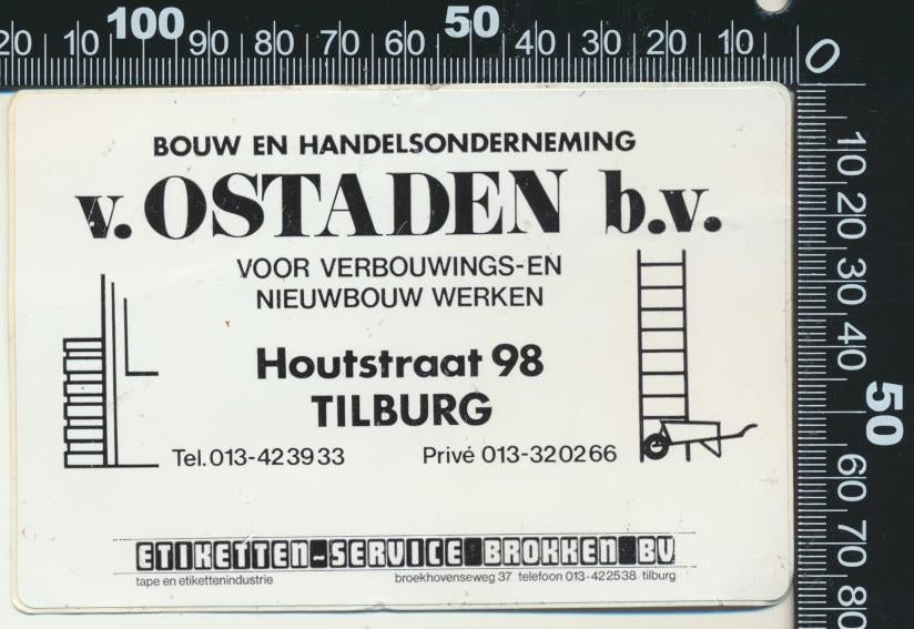 Sticker: Van Ostaden Bouw en Handelsonderneming - Tilburg, Ophalen of Verzenden, Zo goed als nieuw, Bedrijf of Vereniging