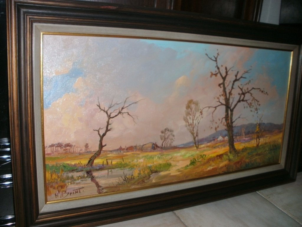 Henry Brent (19e eeuw)-Engelse school -Mooi groot schilderij, Ophalen of Verzenden, Origineel werk, Doek