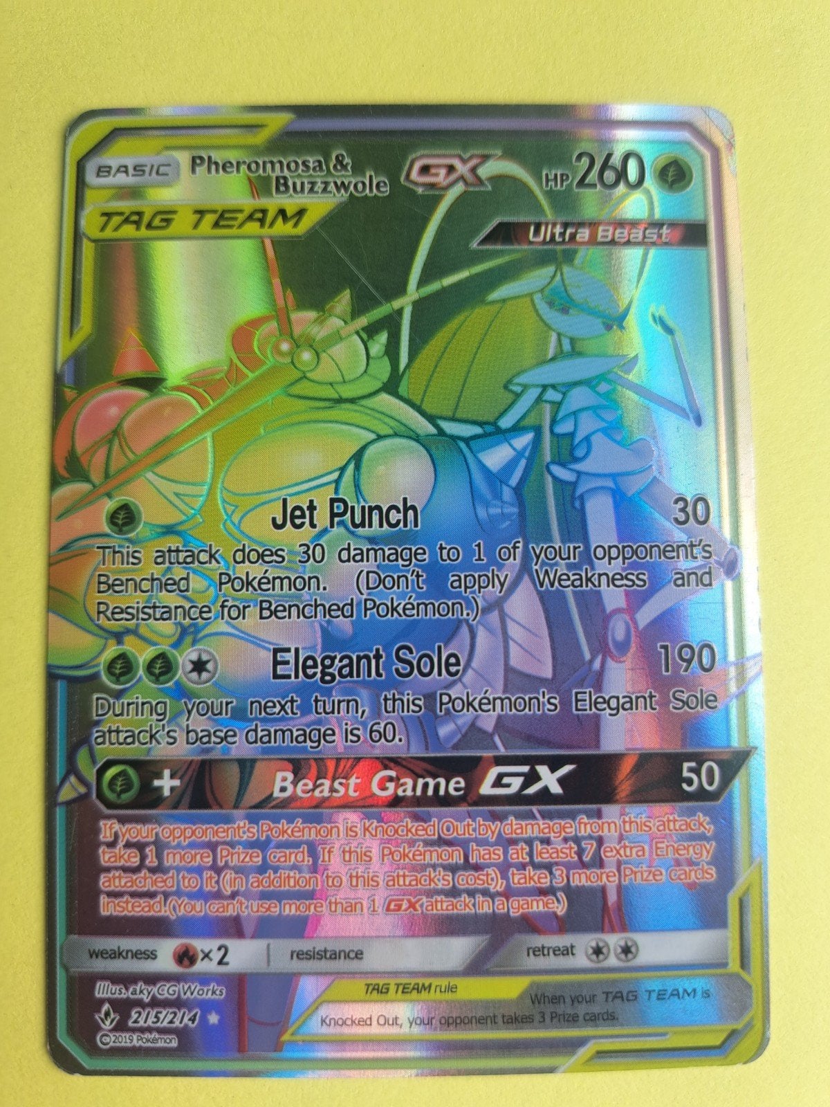 Pheromosa & Buzzwole GX Tag Team Pokémon Kaart, Ophalen of Verzenden, Gebruikt, Losse kaart