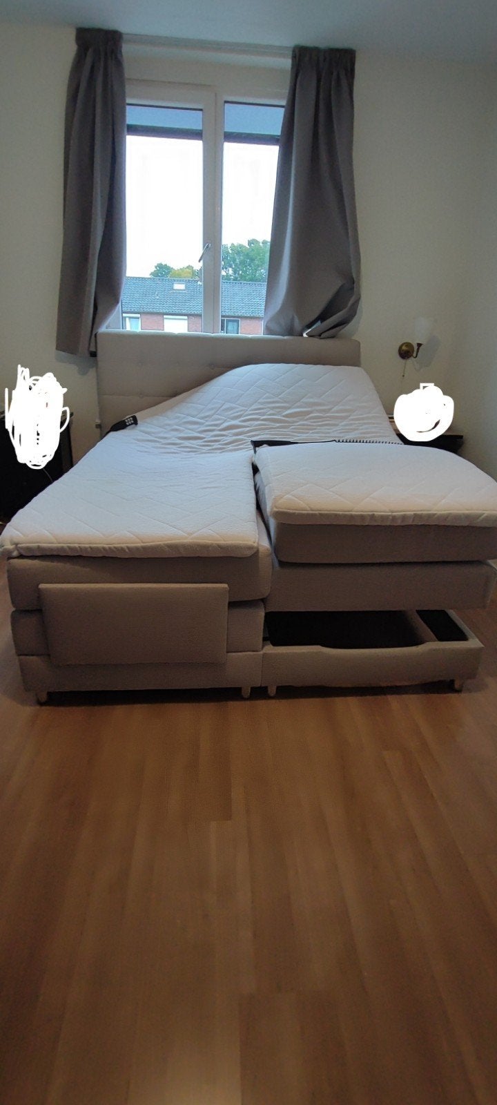 Tweepersoonsbed 160/200 Elektrisch bed, Huis en Inrichting, Ophalen, Beige, Tweepersoons, 200 cm