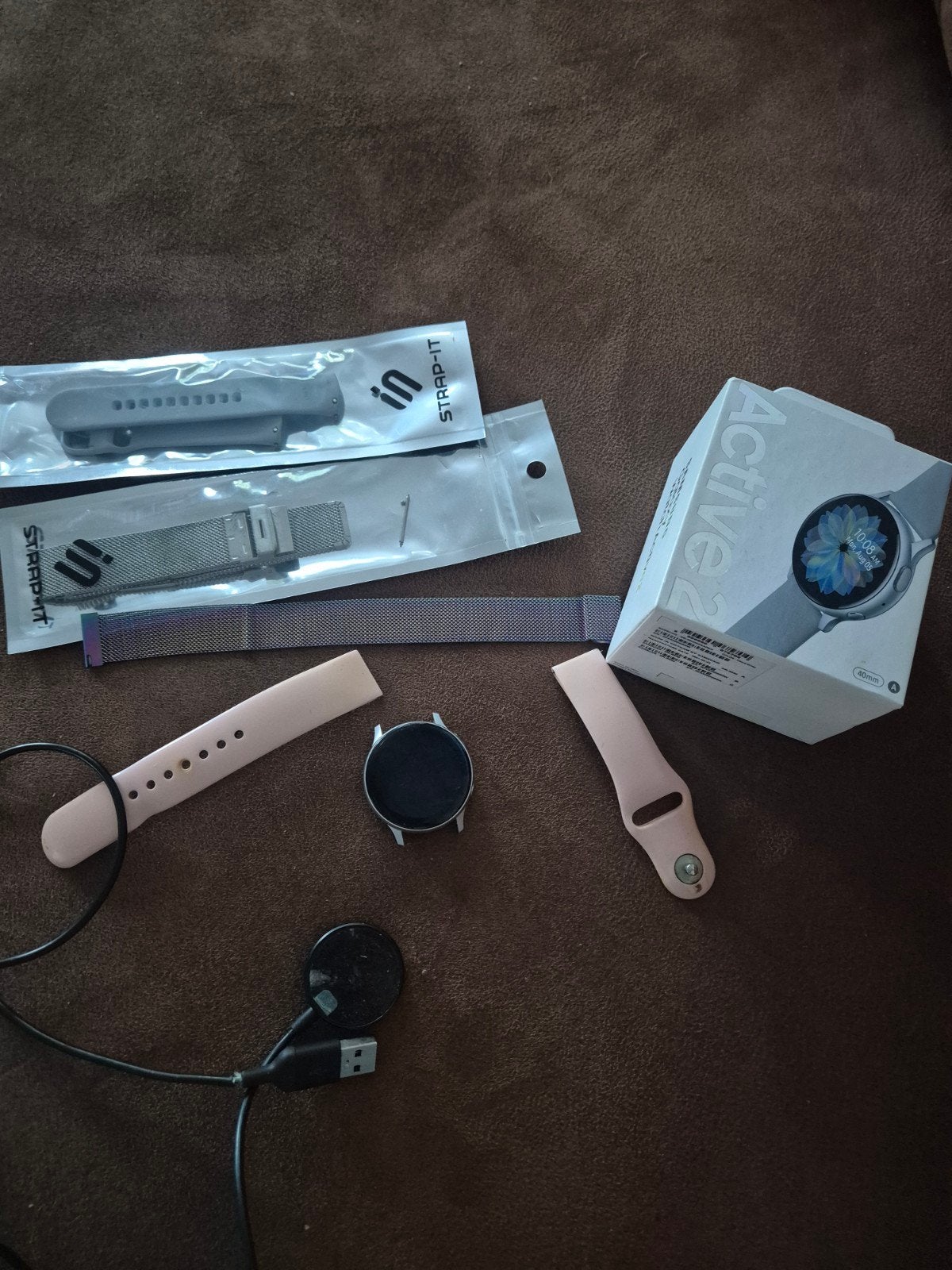 Samsung Galaxy Watch Active 2 40mm Zilver met extra bandjes, Ophalen of Verzenden, Zo goed als nieuw, GPS, Samsung