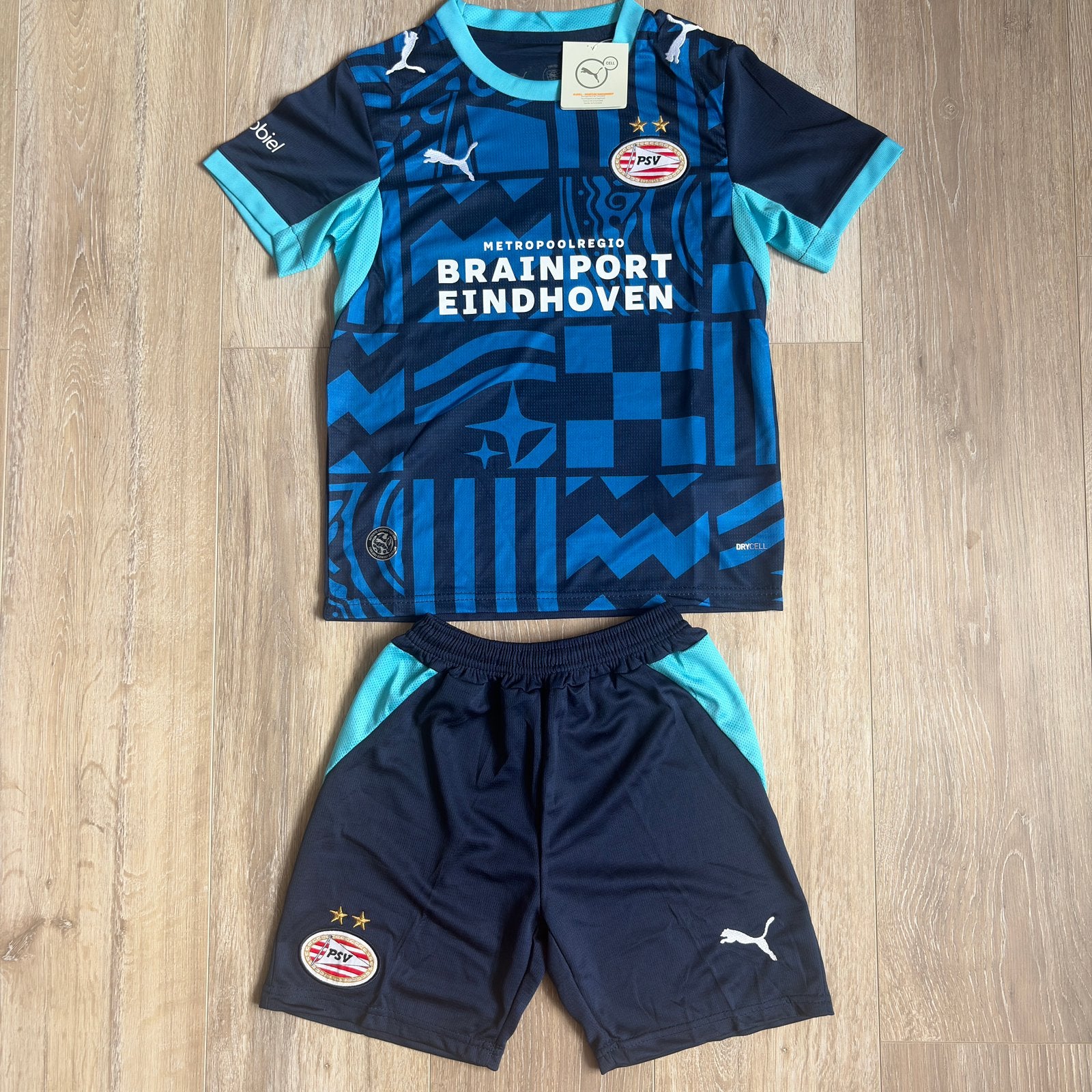 PSV Tenue Uit Blauw 26/27 Kids Nieuw Maat  128/134, Ophalen of Verzenden, Nieuw, Jongen of Meisje, Setje