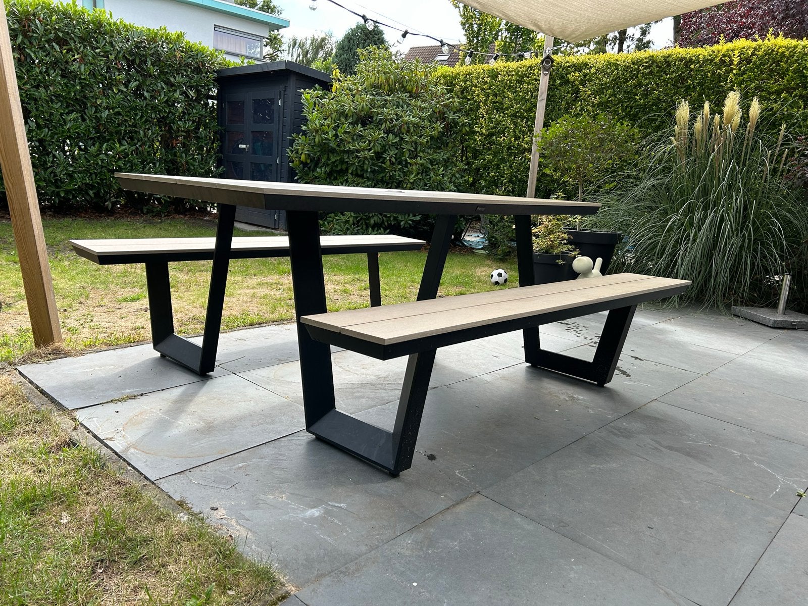 Picknicktafel aluminium en polywood, Tuin en Terras, Ophalen, Gebruikt, Rechthoekig, Aluminium
