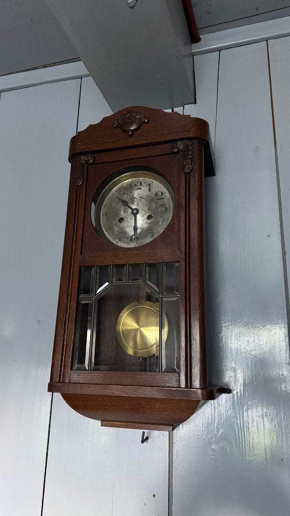 antieke eiken regulateur wandklok (jaren '20/'30), Ophalen