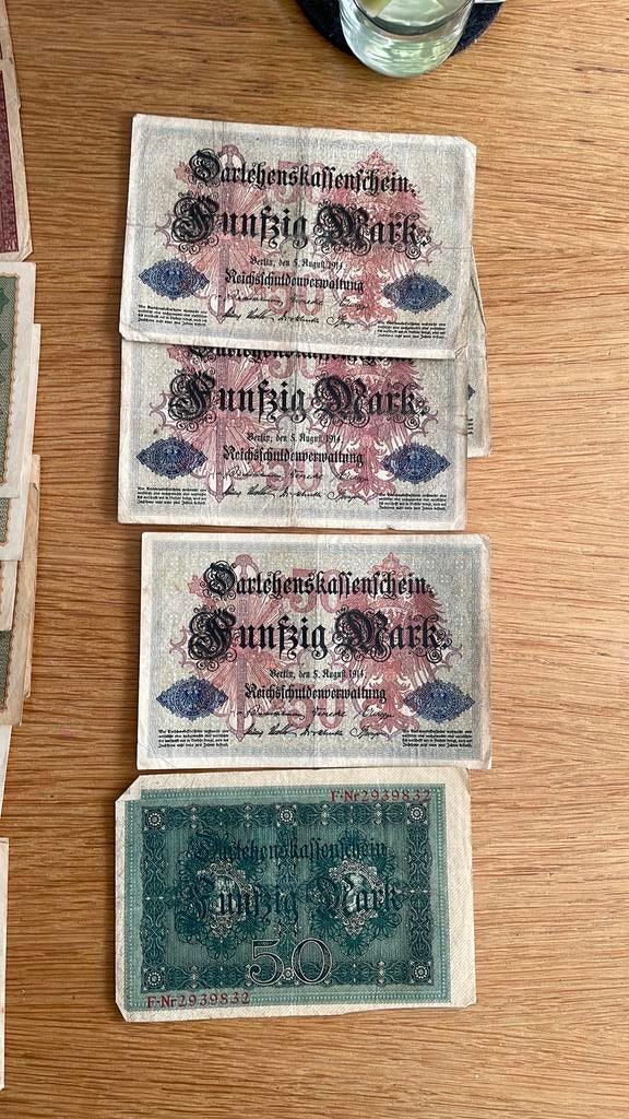 20,50,100 mark diverse jaren ,1918,1919,1914, Ophalen of Verzenden, Duitsland