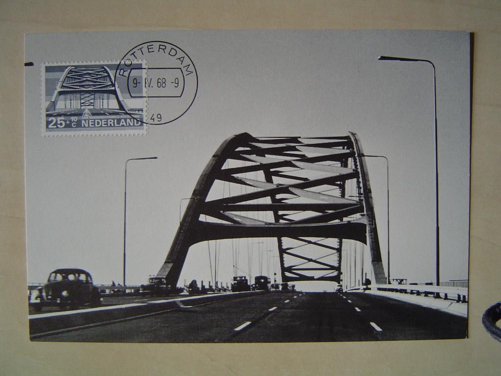 ansichtkaart Van Brienenoordbrug met postzegel, Verzenden, 1960 tot 1980, Ongelopen, Zuid-Holland
