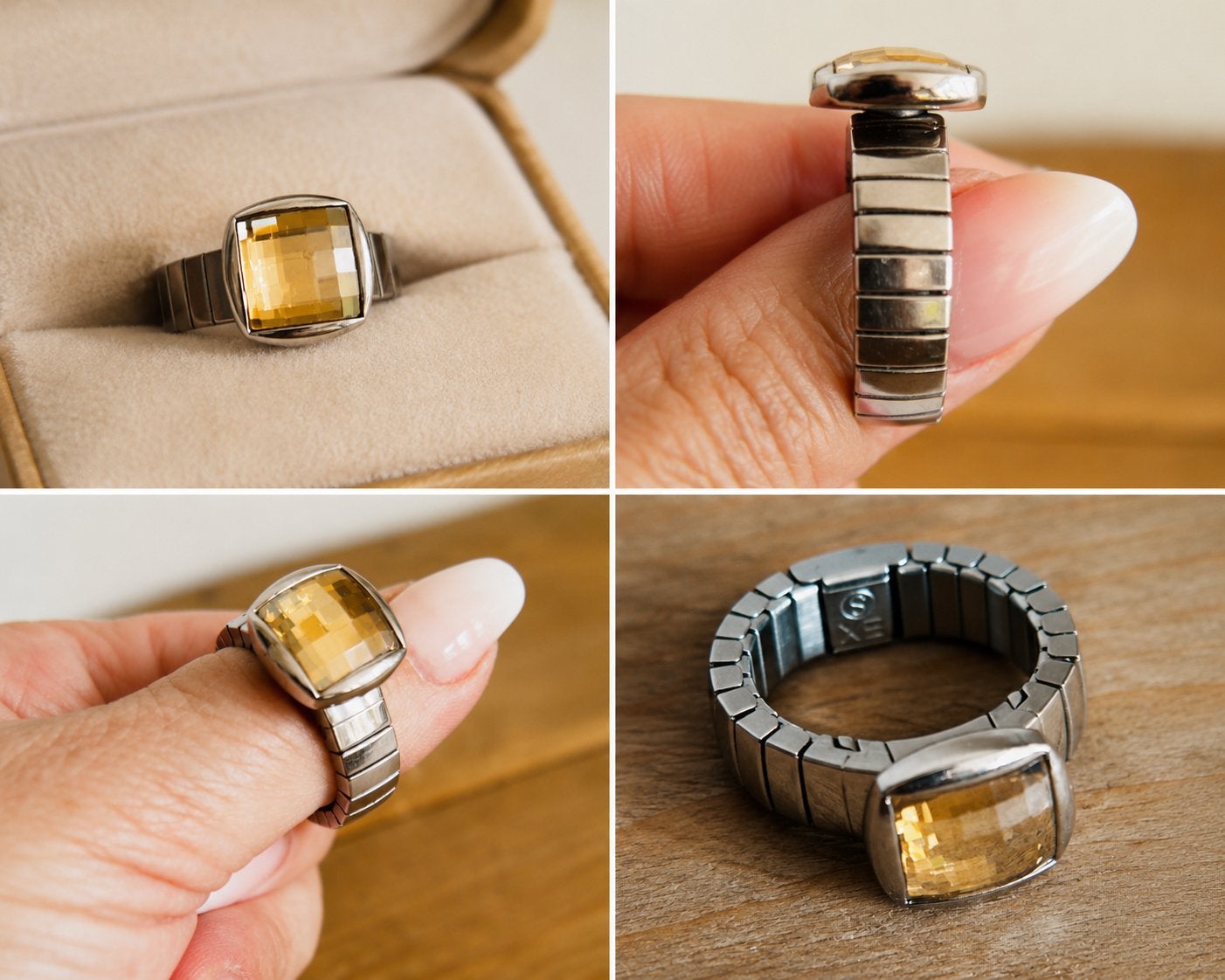 Energetix Ring Zilver/Goudbruin - One Size, Gebruikt, Ophalen of Verzenden, Met edelsteen, Dame