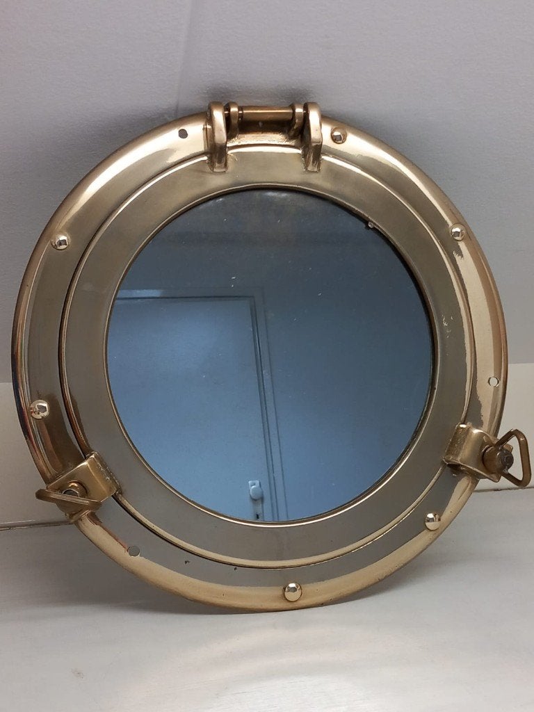 Openklapbare Patrijspoort Spiegel - Maritieme Elegantie, Ophalen, Minder dan 50 cm, Gebruikt, Rond