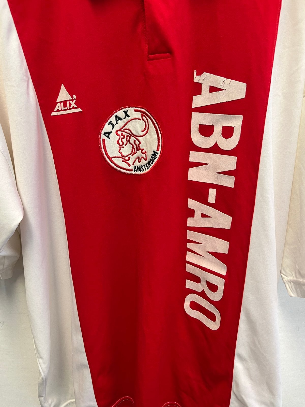 Vintage Ajax ABN-AMRO voetbalshirt - Rood/Wit maat XXL, Groter dan maat XL, Ophalen of Verzenden, Zo goed als nieuw, Shirt