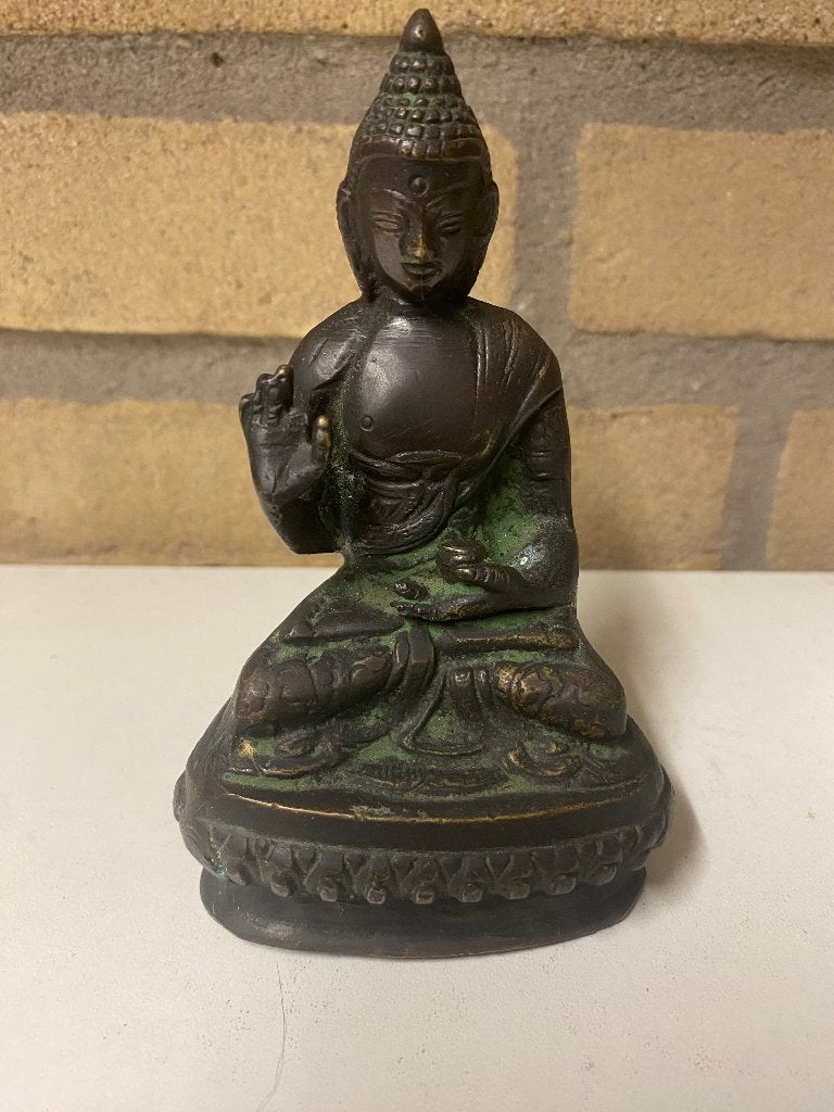 Vintage Brons Vitarka Mudra boeddha beeld uit India, Gebruikt, Ophalen of Verzenden, Nvt, Nvt