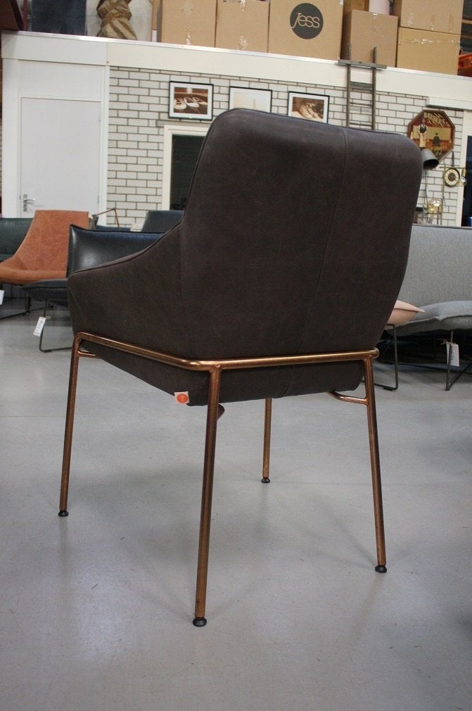 4 x luxe eetkamerstoel Jolly Jess Design leer koper bruin, Huis en Inrichting, Ophalen, Bruin, Zo goed als nieuw, Vier