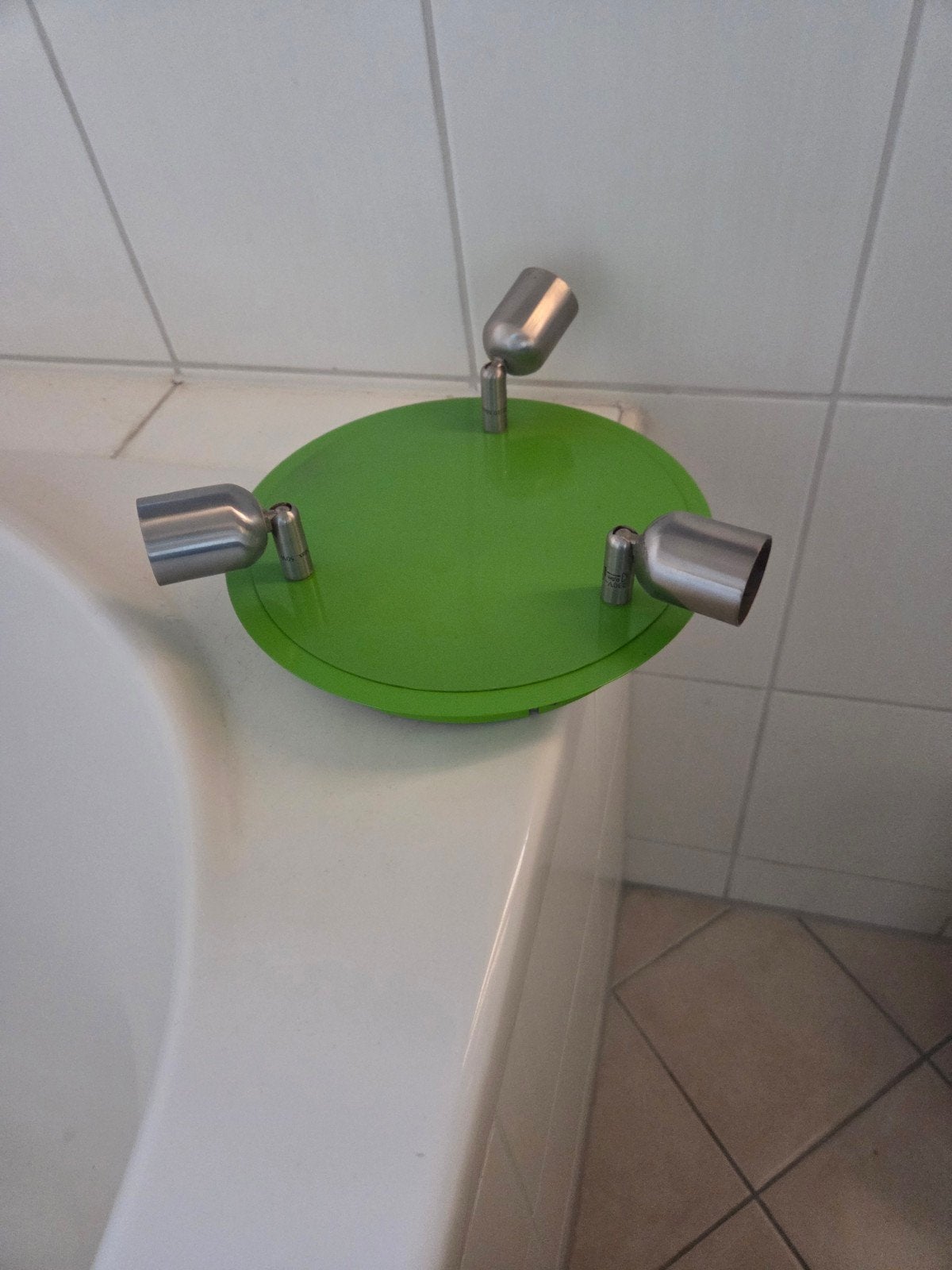 Groene plafondspot met 3 verstelbare spots, Gebruikt, Overige lichtbronnen, Overige merken, Overige fittingen